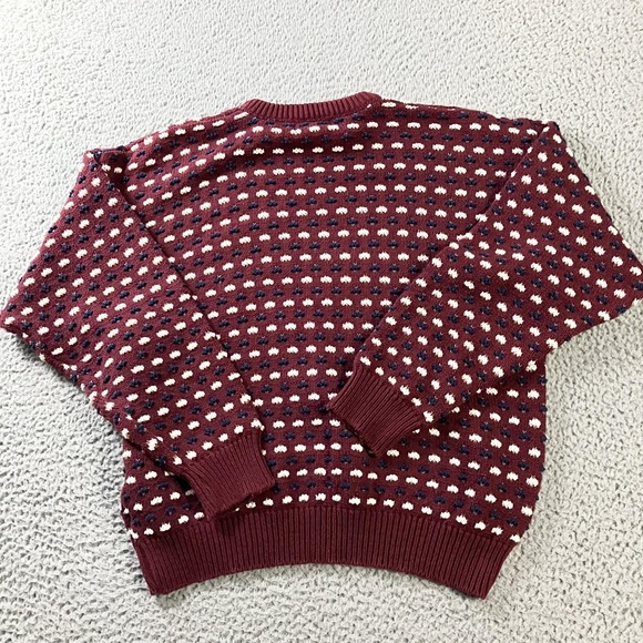 Vintage Eddie Bauer Sweater Mens Large Burgundy Knit Birdseye Crewneck Pullover - Picture 6 of 6